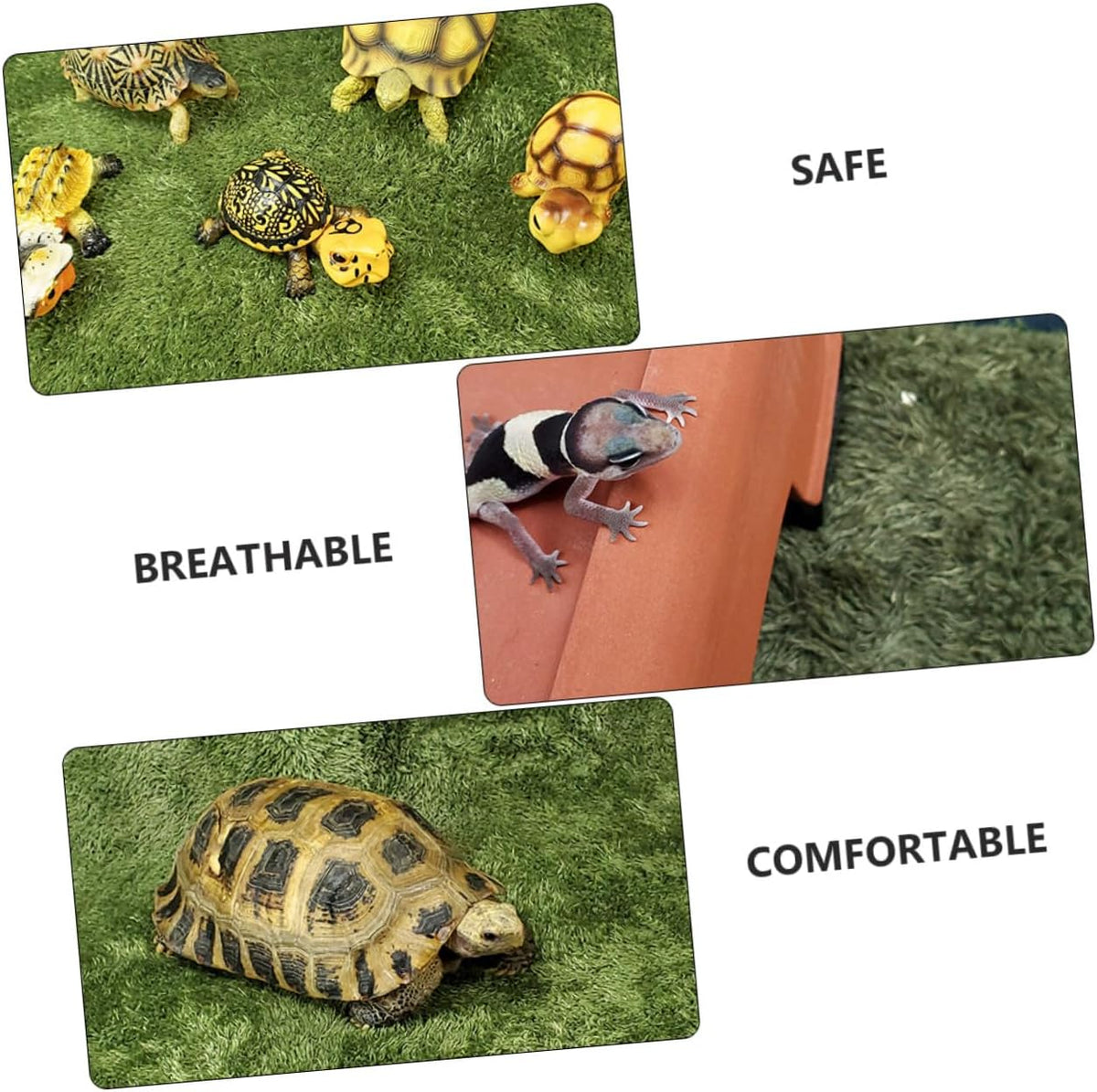 2Pcs Reptile Carpets Moisturizing Fake Lawn Cotton Green