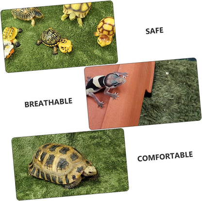 2Pcs Reptile Carpets Moisturizing Fake Lawn Cotton Green