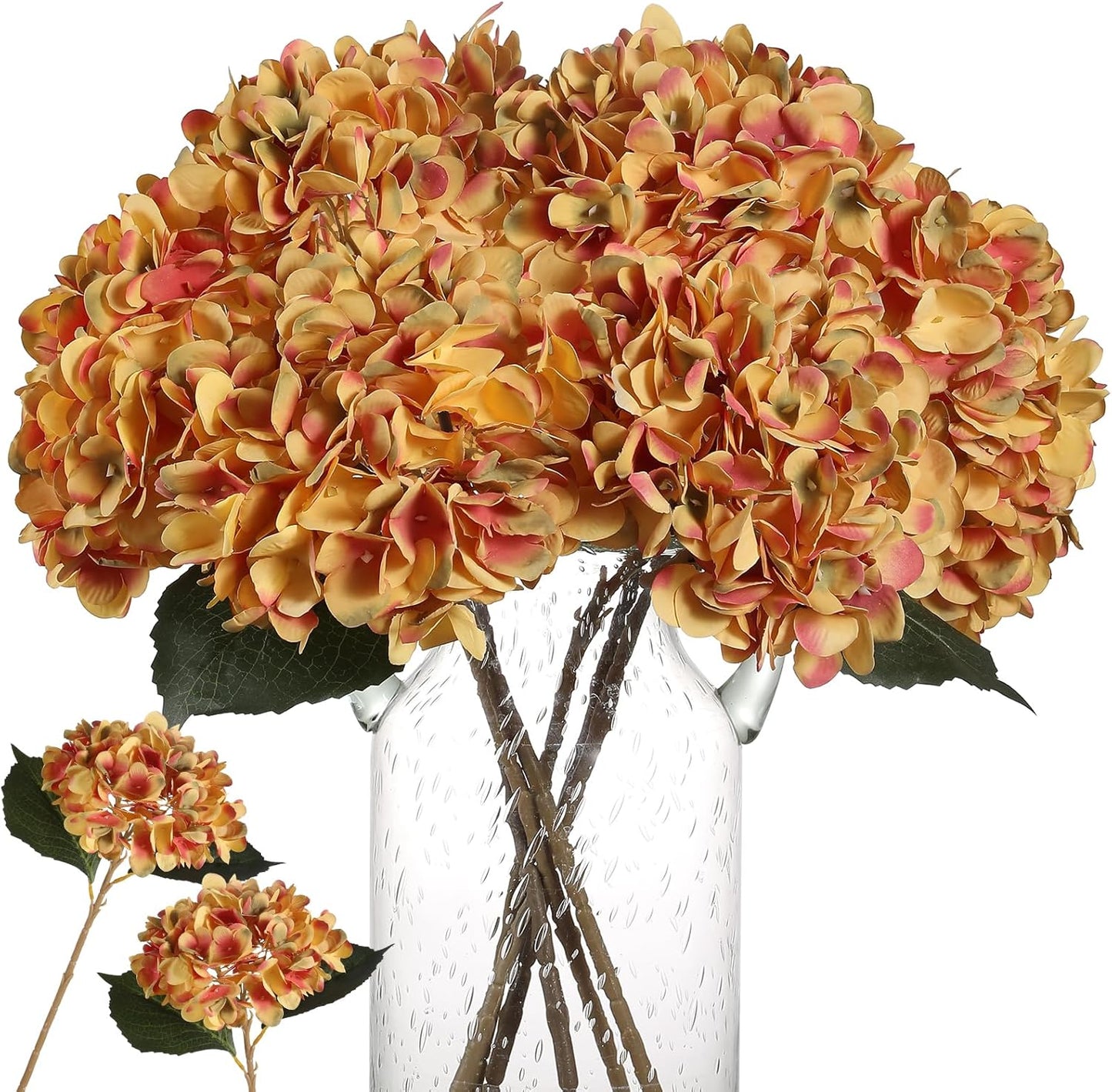 6pcs White Hydrangea Artificial Flowers - Faux Hydrangea Flowers, Fake Silk Flowers for Table Centerpiece, Silk Hydrangea Flowers with Stems for Home Wedding Party Decor