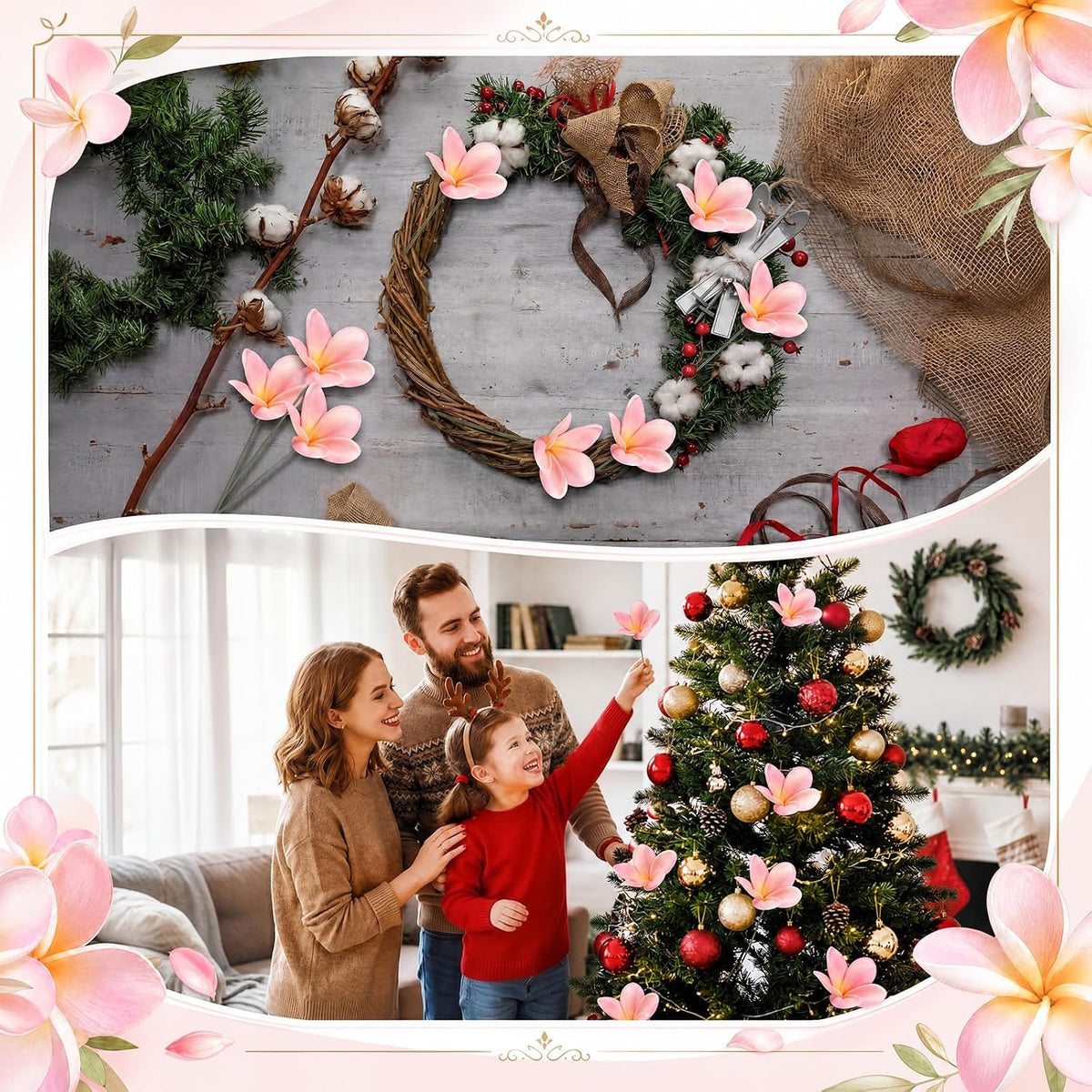 30 Pcs Hawaiian Plumeria Frangipani PU Artificial Flowers Tropical Flowers with Stems for DIY Real to Touch Birthday Gifts Wedding Home Hawaiian Party Decor Table Centerpiece (Orange Pink)