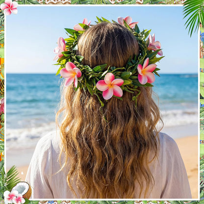 30 Pcs Hawaiian Plumeria Frangipani PU Artificial Flowers Tropical Flowers with Stems for DIY Real to Touch Birthday Gifts Wedding Home Hawaiian Party Decor Table Centerpiece (Orange Pink)