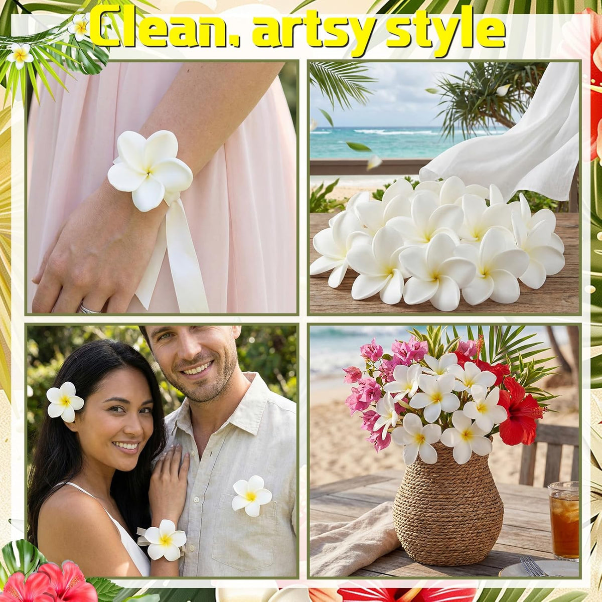 30 Pcs Hawaiian Plumeria Frangipani PU Artificial Flowers Tropical Flowers with Stems for DIY Real to Touch Birthday Gifts Wedding Home Hawaiian Party Decor Table Centerpiece (Orange Pink)