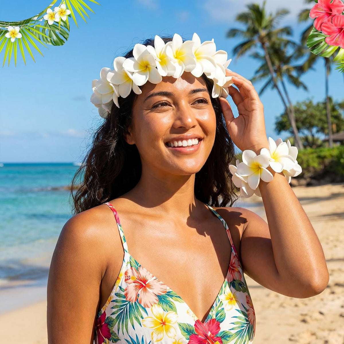 30 Pcs Hawaiian Plumeria Frangipani PU Artificial Flowers Tropical Flowers with Stems for DIY Real to Touch Birthday Gifts Wedding Home Hawaiian Party Decor Table Centerpiece (Orange Pink)
