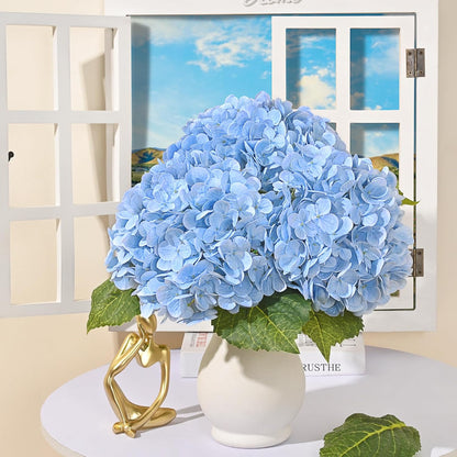 21in Hydrangea Artificial Flowers, Latex Real Touch Hydrangeas (Blue) | Lifelike Large Hydrangea Flowers Long Stem Fake Hydrangeas for Home Decor Party Arrangements Wedding Bouquets Centerpieces
