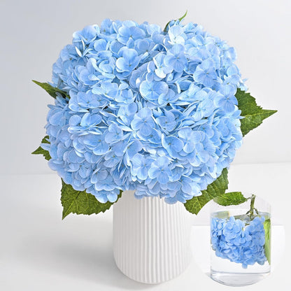 21in Hydrangea Artificial Flowers, Latex Real Touch Hydrangeas (Blue) | Lifelike Large Hydrangea Flowers Long Stem Fake Hydrangeas for Home Decor Party Arrangements Wedding Bouquets Centerpieces