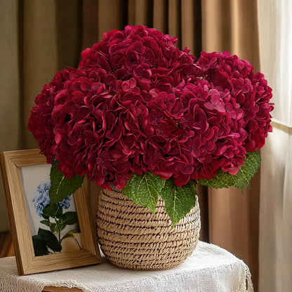 21in Hydrangea Artificial Flowers, Latex Real Touch Hydrangeas (Blue) | Lifelike Large Hydrangea Flowers Long Stem Fake Hydrangeas for Home Decor Party Arrangements Wedding Bouquets Centerpieces