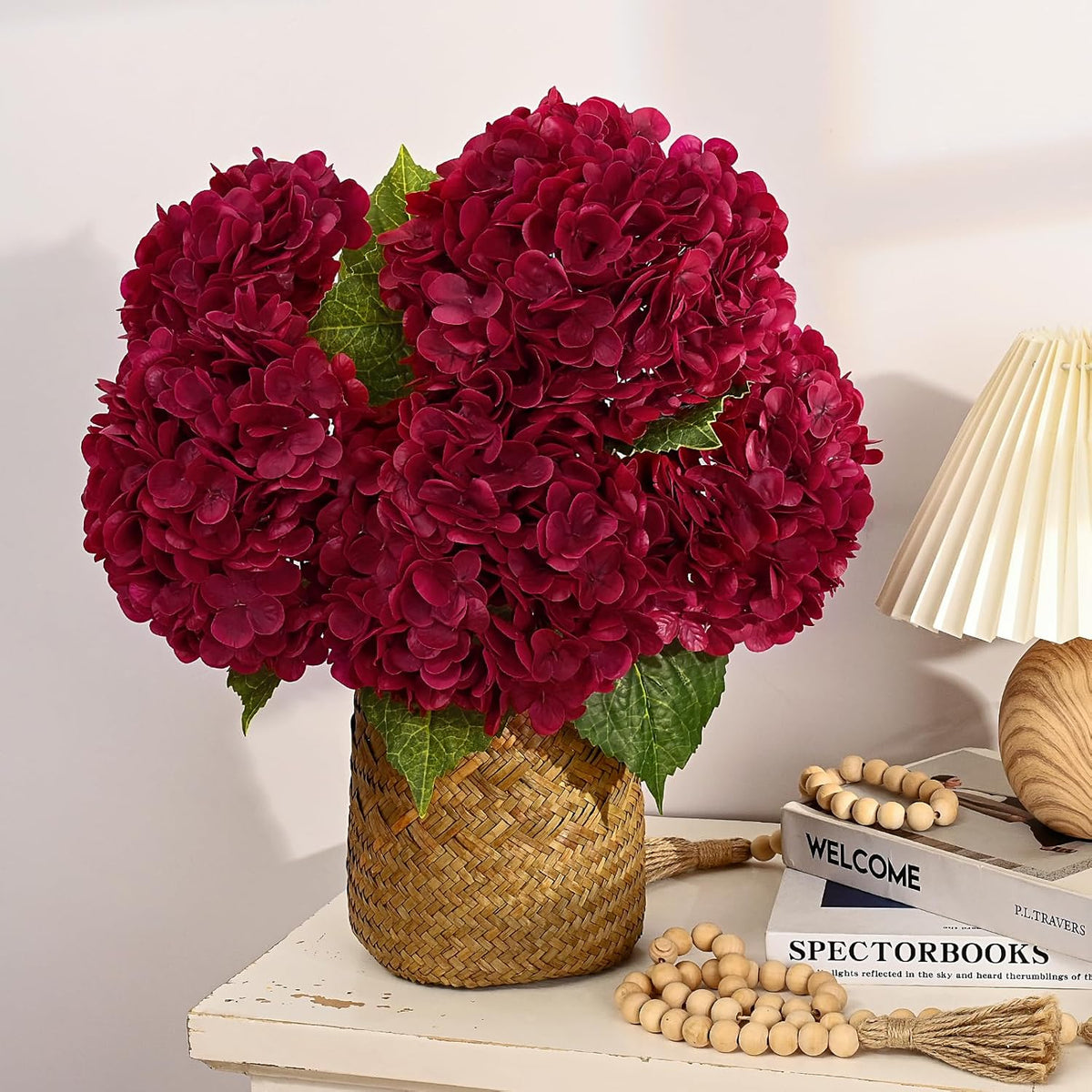 21in Hydrangea Artificial Flowers, Latex Real Touch Hydrangeas (Blue) | Lifelike Large Hydrangea Flowers Long Stem Fake Hydrangeas for Home Decor Party Arrangements Wedding Bouquets Centerpieces