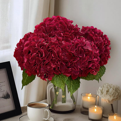 21in Hydrangea Artificial Flowers, Latex Real Touch Hydrangeas (Blue) | Lifelike Large Hydrangea Flowers Long Stem Fake Hydrangeas for Home Decor Party Arrangements Wedding Bouquets Centerpieces