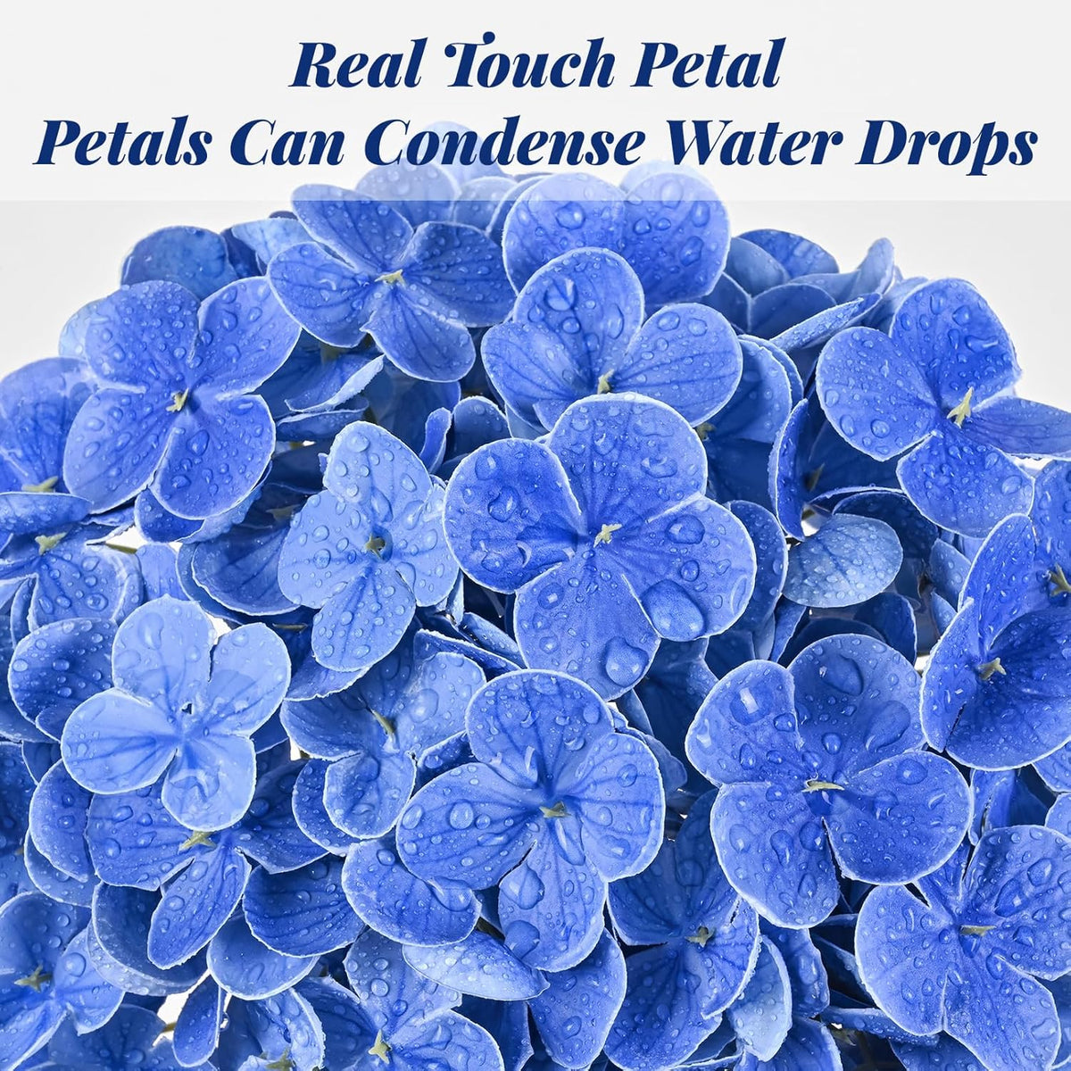 21in Hydrangea Artificial Flowers, Latex Real Touch Hydrangeas (Blue) | Lifelike Large Hydrangea Flowers Long Stem Fake Hydrangeas for Home Decor Party Arrangements Wedding Bouquets Centerpieces
