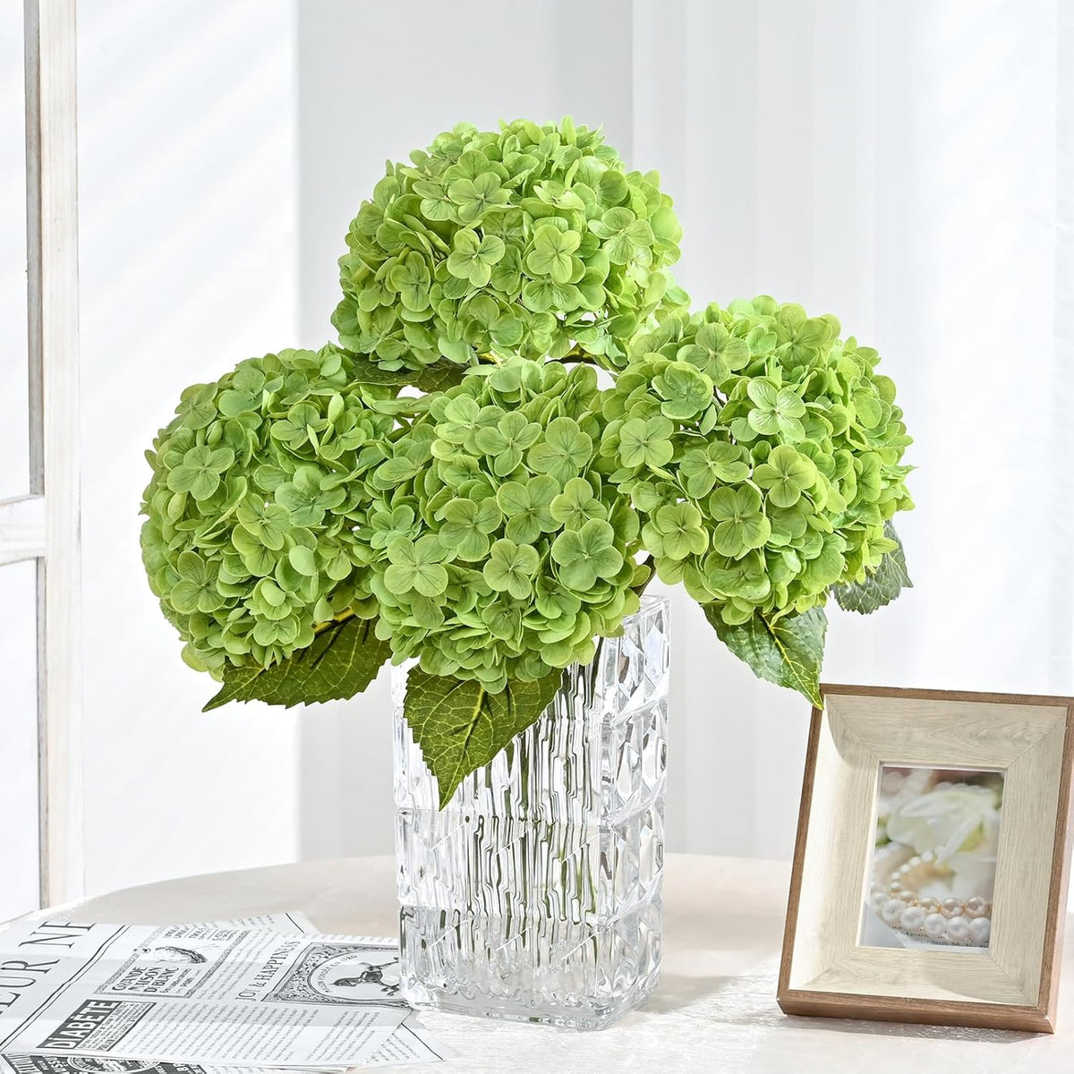 21in Hydrangea Artificial Flowers, Latex Real Touch Hydrangeas (Blue) | Lifelike Large Hydrangea Flowers Long Stem Fake Hydrangeas for Home Decor Party Arrangements Wedding Bouquets Centerpieces