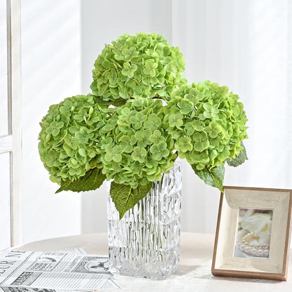 21in Hydrangea Artificial Flowers, Latex Real Touch Hydrangeas (Blue) | Lifelike Large Hydrangea Flowers Long Stem Fake Hydrangeas for Home Decor Party Arrangements Wedding Bouquets Centerpieces