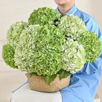 21in Hydrangea Artificial Flowers, Latex Real Touch Hydrangeas (Blue) | Lifelike Large Hydrangea Flowers Long Stem Fake Hydrangeas for Home Decor Party Arrangements Wedding Bouquets Centerpieces