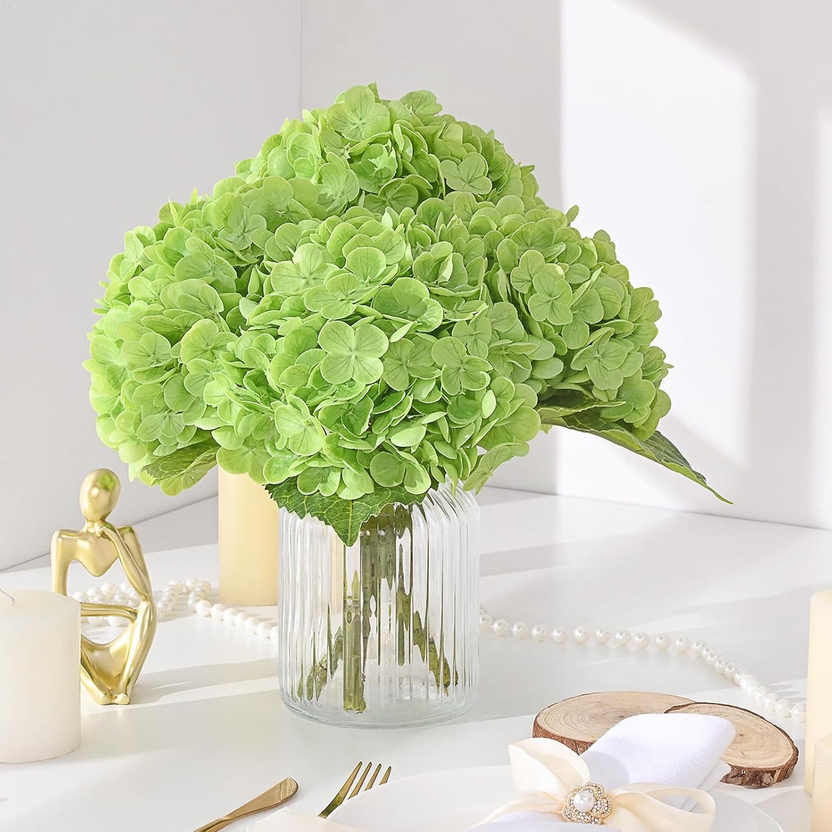 21in Hydrangea Artificial Flowers, Latex Real Touch Hydrangeas (Blue) | Lifelike Large Hydrangea Flowers Long Stem Fake Hydrangeas for Home Decor Party Arrangements Wedding Bouquets Centerpieces
