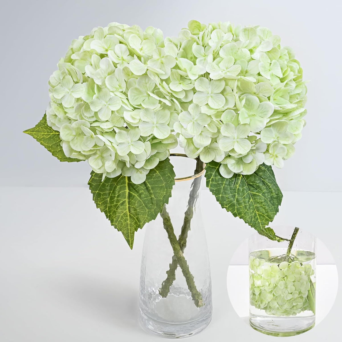 21in Hydrangea Artificial Flowers, Latex Real Touch Hydrangeas (Blue) | Lifelike Large Hydrangea Flowers Long Stem Fake Hydrangeas for Home Decor Party Arrangements Wedding Bouquets Centerpieces