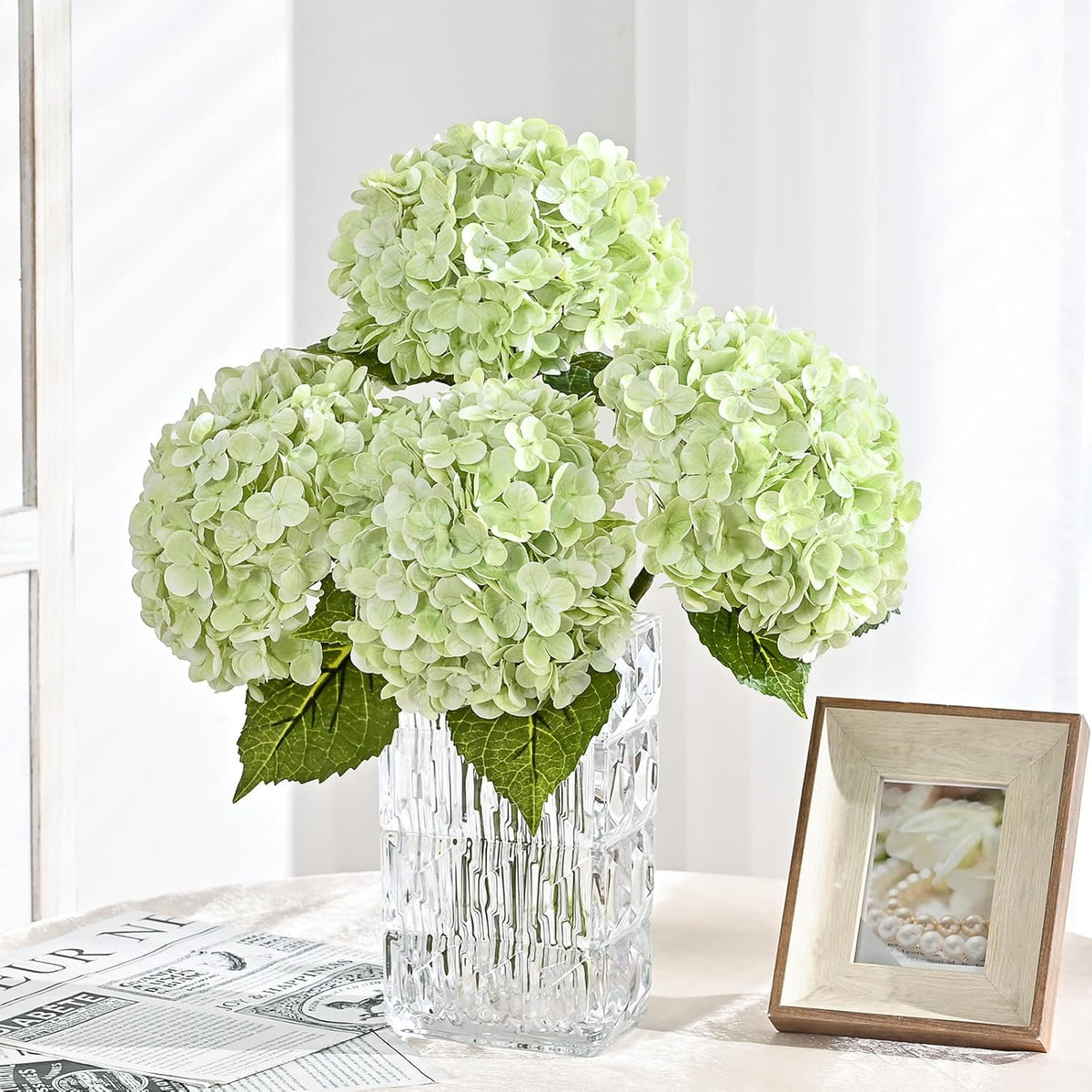 21in Hydrangea Artificial Flowers, Latex Real Touch Hydrangeas (Blue) | Lifelike Large Hydrangea Flowers Long Stem Fake Hydrangeas for Home Decor Party Arrangements Wedding Bouquets Centerpieces