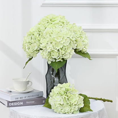 21in Hydrangea Artificial Flowers, Latex Real Touch Hydrangeas (Blue) | Lifelike Large Hydrangea Flowers Long Stem Fake Hydrangeas for Home Decor Party Arrangements Wedding Bouquets Centerpieces