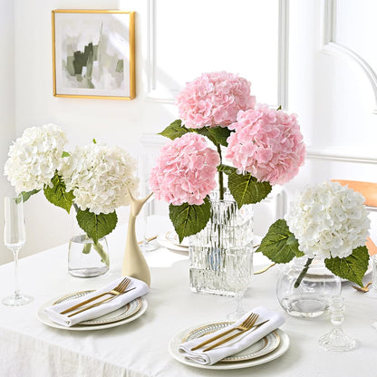 21in Hydrangea Artificial Flowers, Latex Real Touch Hydrangeas (Blue) | Lifelike Large Hydrangea Flowers Long Stem Fake Hydrangeas for Home Decor Party Arrangements Wedding Bouquets Centerpieces