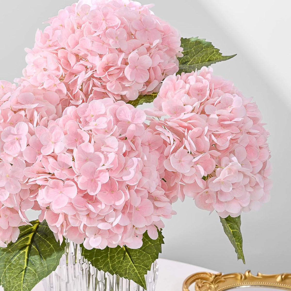 21in Hydrangea Artificial Flowers, Latex Real Touch Hydrangeas (Blue) | Lifelike Large Hydrangea Flowers Long Stem Fake Hydrangeas for Home Decor Party Arrangements Wedding Bouquets Centerpieces