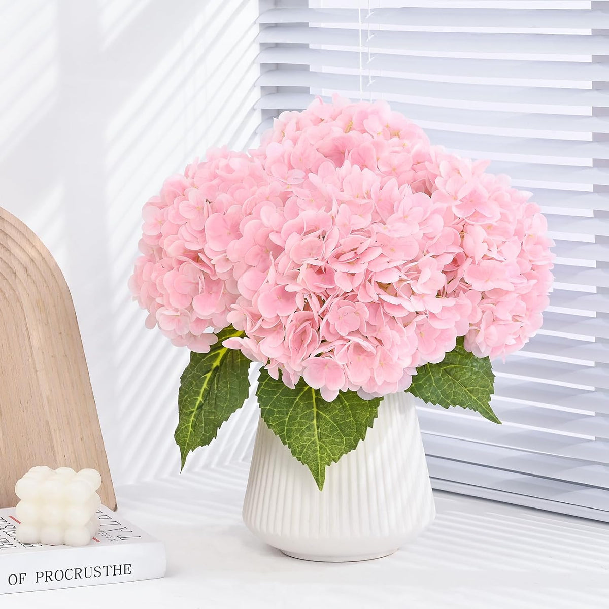21in Hydrangea Artificial Flowers, Latex Real Touch Hydrangeas (Blue) | Lifelike Large Hydrangea Flowers Long Stem Fake Hydrangeas for Home Decor Party Arrangements Wedding Bouquets Centerpieces