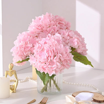 21in Hydrangea Artificial Flowers, Latex Real Touch Hydrangeas (Blue) | Lifelike Large Hydrangea Flowers Long Stem Fake Hydrangeas for Home Decor Party Arrangements Wedding Bouquets Centerpieces