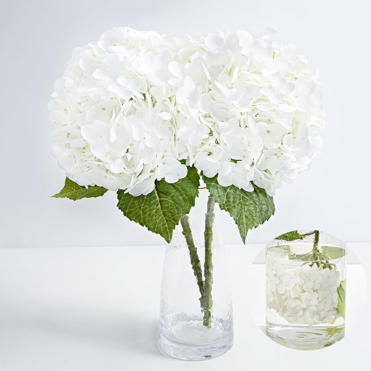 21in Hydrangea Artificial Flowers, Latex Real Touch Hydrangeas (Blue) | Lifelike Large Hydrangea Flowers Long Stem Fake Hydrangeas for Home Decor Party Arrangements Wedding Bouquets Centerpieces