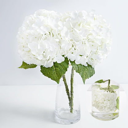 21in Hydrangea Artificial Flowers, Latex Real Touch Hydrangeas (Blue) | Lifelike Large Hydrangea Flowers Long Stem Fake Hydrangeas for Home Decor Party Arrangements Wedding Bouquets Centerpieces