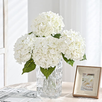 21in Hydrangea Artificial Flowers, Latex Real Touch Hydrangeas (Blue) | Lifelike Large Hydrangea Flowers Long Stem Fake Hydrangeas for Home Decor Party Arrangements Wedding Bouquets Centerpieces
