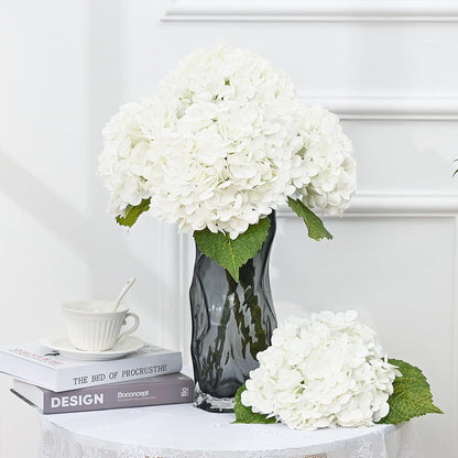 21in Hydrangea Artificial Flowers, Latex Real Touch Hydrangeas (Blue) | Lifelike Large Hydrangea Flowers Long Stem Fake Hydrangeas for Home Decor Party Arrangements Wedding Bouquets Centerpieces