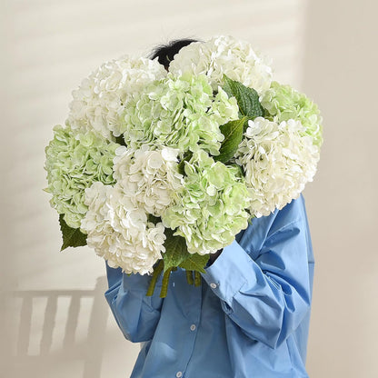 21in Hydrangea Artificial Flowers, Latex Real Touch Hydrangeas (Blue) | Lifelike Large Hydrangea Flowers Long Stem Fake Hydrangeas for Home Decor Party Arrangements Wedding Bouquets Centerpieces