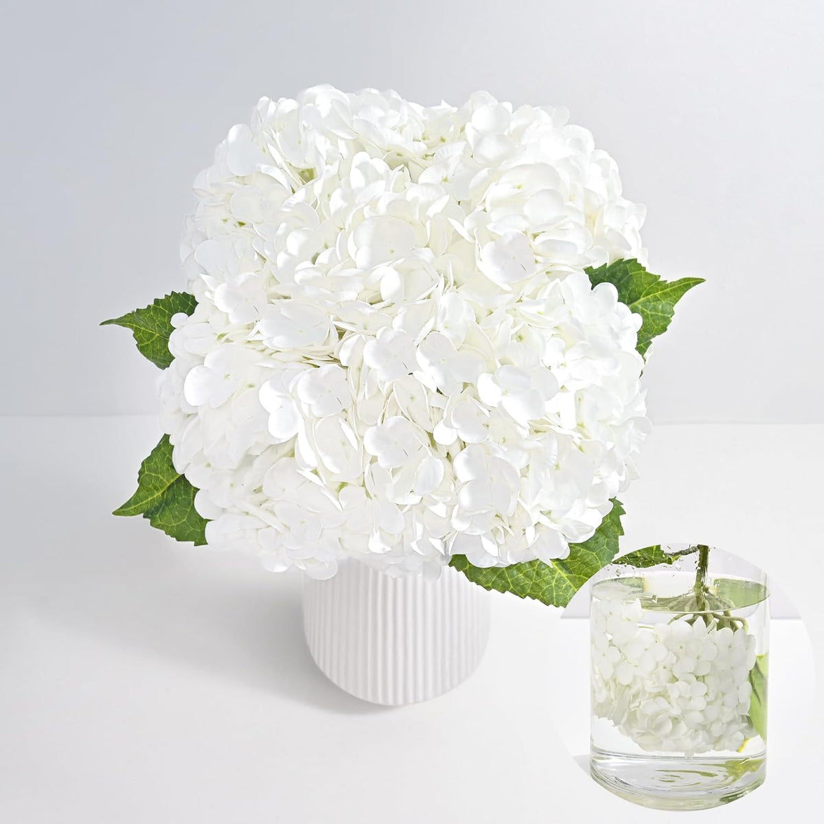 21in Hydrangea Artificial Flowers, Latex Real Touch Hydrangeas (Blue) | Lifelike Large Hydrangea Flowers Long Stem Fake Hydrangeas for Home Decor Party Arrangements Wedding Bouquets Centerpieces