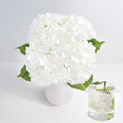 21in Hydrangea Artificial Flowers, Latex Real Touch Hydrangeas (Blue) | Lifelike Large Hydrangea Flowers Long Stem Fake Hydrangeas for Home Decor Party Arrangements Wedding Bouquets Centerpieces