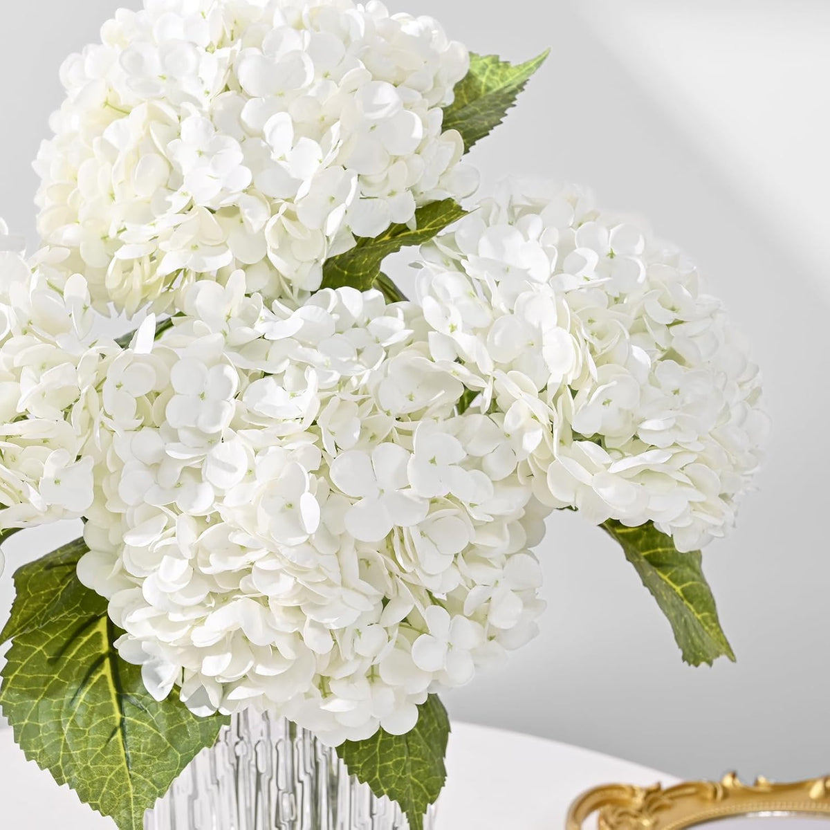 21in Hydrangea Artificial Flowers, Latex Real Touch Hydrangeas (Blue) | Lifelike Large Hydrangea Flowers Long Stem Fake Hydrangeas for Home Decor Party Arrangements Wedding Bouquets Centerpieces