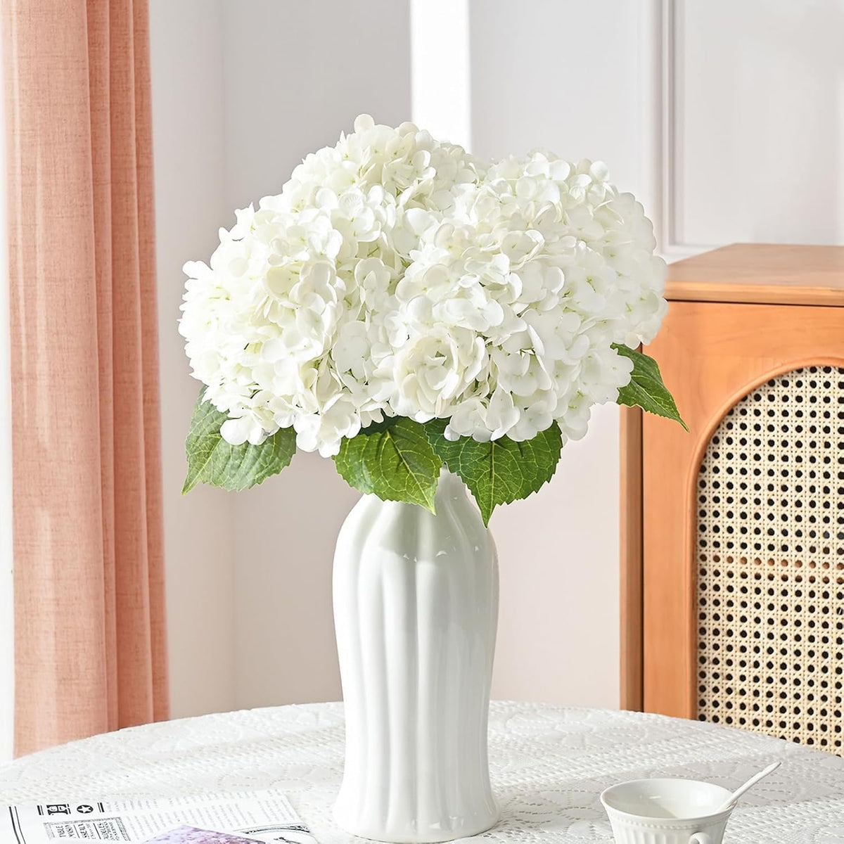 21in Hydrangea Artificial Flowers, Latex Real Touch Hydrangeas (Blue) | Lifelike Large Hydrangea Flowers Long Stem Fake Hydrangeas for Home Decor Party Arrangements Wedding Bouquets Centerpieces