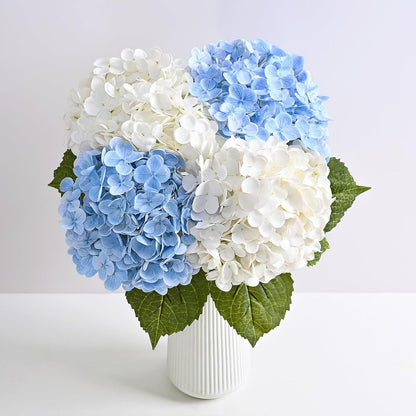 21in Hydrangea Artificial Flowers, Latex Real Touch Hydrangeas (Blue) | Lifelike Large Hydrangea Flowers Long Stem Fake Hydrangeas for Home Decor Party Arrangements Wedding Bouquets Centerpieces