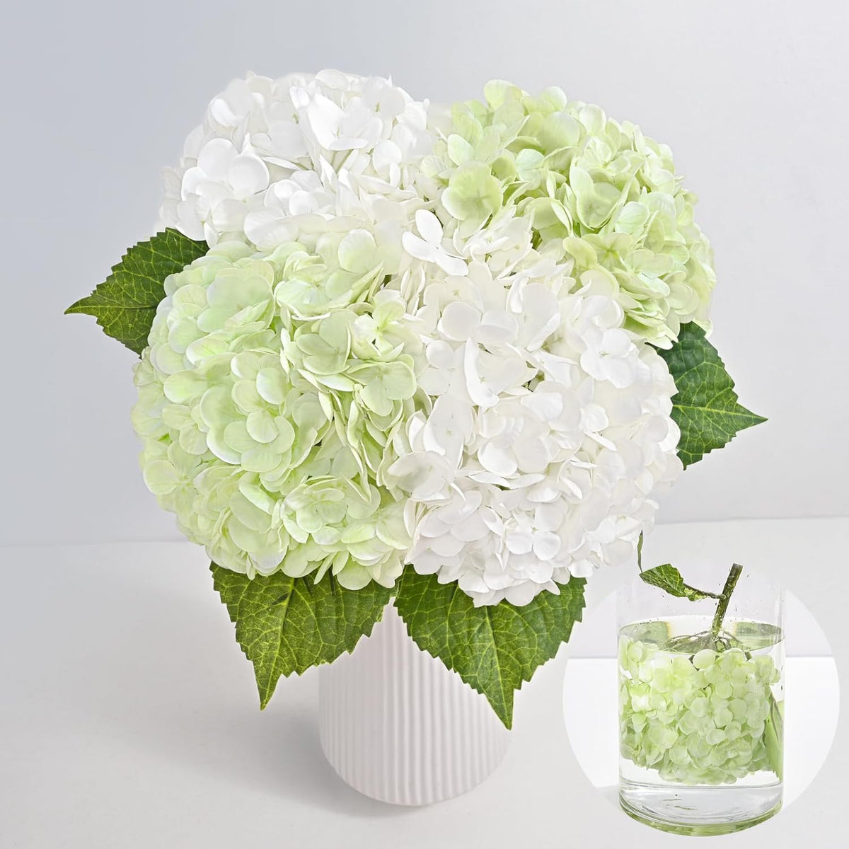 21in Hydrangea Artificial Flowers, Latex Real Touch Hydrangeas (Blue) | Lifelike Large Hydrangea Flowers Long Stem Fake Hydrangeas for Home Decor Party Arrangements Wedding Bouquets Centerpieces