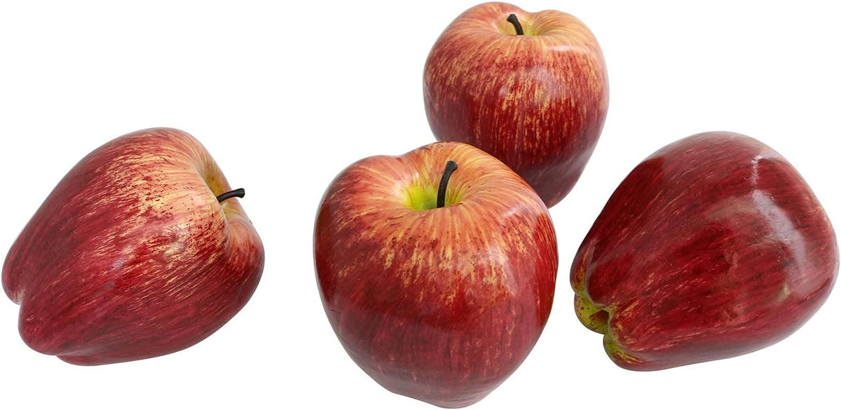 Artificial Red Apple 4PCS High Simulation Plastic Fake Red Apples Realistic Lifelike Artificial Fruits Model for Home Kitchen Party Wedding Decoration