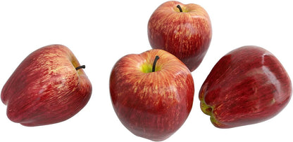 Artificial Red Apple 4PCS High Simulation Plastic Fake Red Apples Realistic Lifelike Artificial Fruits Model for Home Kitchen Party Wedding Decoration