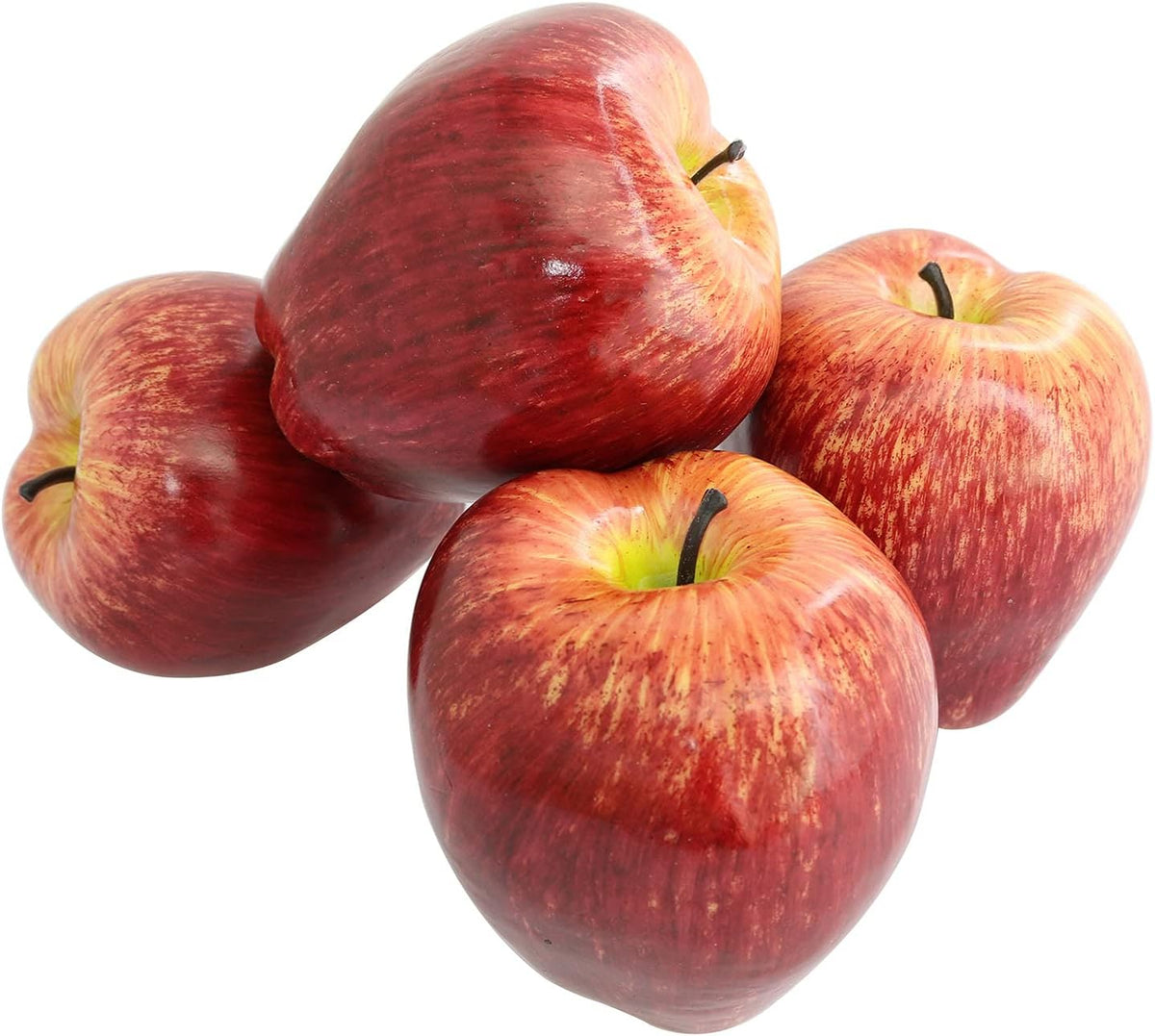 Artificial Red Apple 4PCS High Simulation Plastic Fake Red Apples Realistic Lifelike Artificial Fruits Model for Home Kitchen Party Wedding Decoration