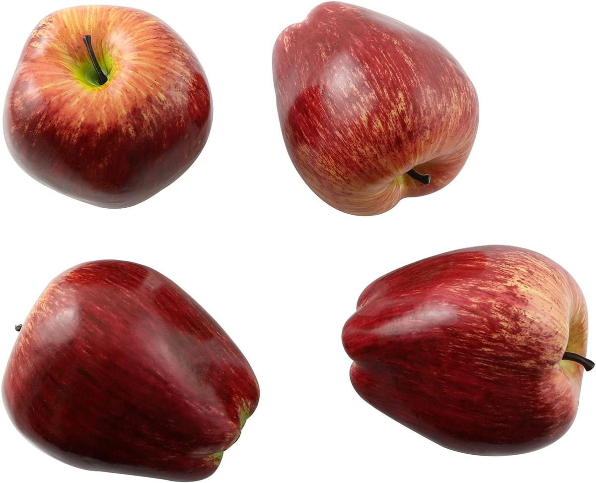 Artificial Red Apple 4PCS High Simulation Plastic Fake Red Apples Realistic Lifelike Artificial Fruits Model for Home Kitchen Party Wedding Decoration