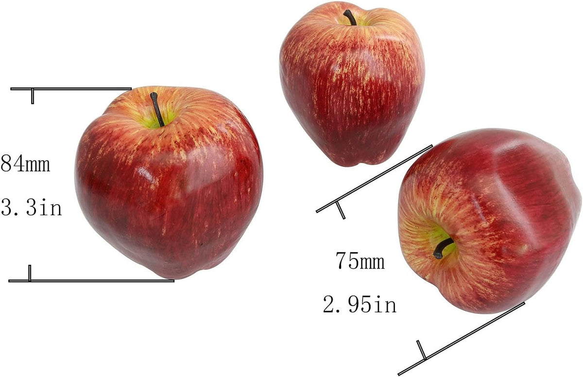 Artificial Red Apple 4PCS High Simulation Plastic Fake Red Apples Realistic Lifelike Artificial Fruits Model for Home Kitchen Party Wedding Decoration
