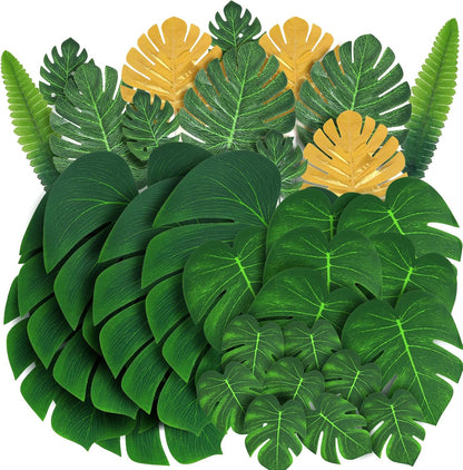 Artificial Large Palm Leaves Tree Plants 29in UV Resistant Greenery | Faux Tropical Monstera Turtle Leaf for Indoor Outdoor Home Garden Hawaiian Luau Jungle Beach Party Spring Summer Decoration
