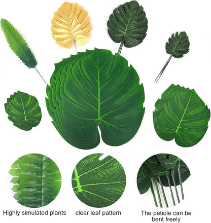 Artificial Large Palm Leaves Tree Plants 29in UV Resistant Greenery | Faux Tropical Monstera Turtle Leaf for Indoor Outdoor Home Garden Hawaiian Luau Jungle Beach Party Spring Summer Decoration