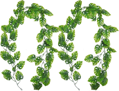 Artificial Large Palm Leaves Tree Plants 29in UV Resistant Greenery | Faux Tropical Monstera Turtle Leaf for Indoor Outdoor Home Garden Hawaiian Luau Jungle Beach Party Spring Summer Decoration