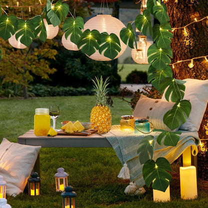 Artificial Large Palm Leaves Tree Plants 29in UV Resistant Greenery | Faux Tropical Monstera Turtle Leaf for Indoor Outdoor Home Garden Hawaiian Luau Jungle Beach Party Spring Summer Decoration
