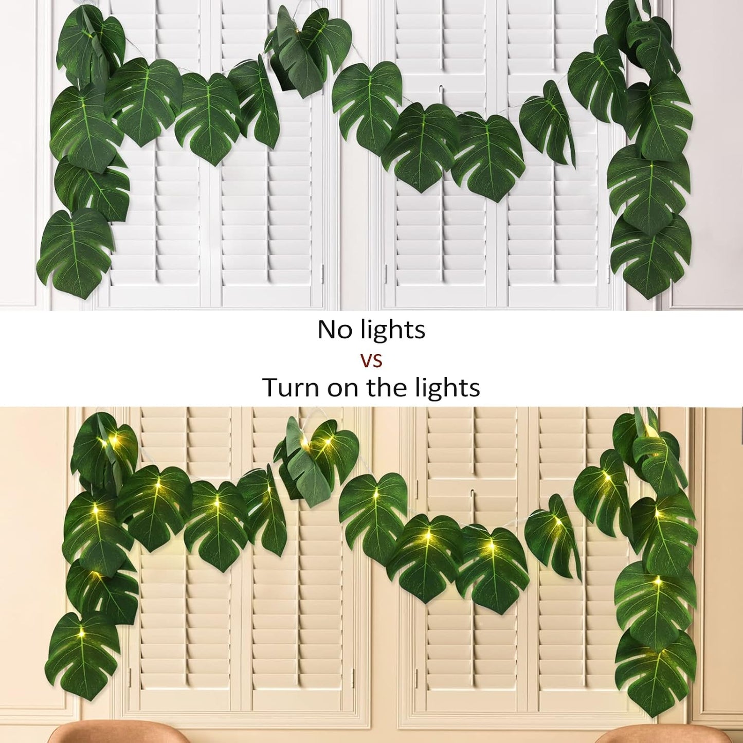 Artificial Large Palm Leaves Tree Plants 29in UV Resistant Greenery | Faux Tropical Monstera Turtle Leaf for Indoor Outdoor Home Garden Hawaiian Luau Jungle Beach Party Spring Summer Decoration