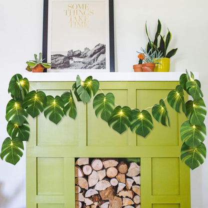 Artificial Large Palm Leaves Tree Plants 29in UV Resistant Greenery | Faux Tropical Monstera Turtle Leaf for Indoor Outdoor Home Garden Hawaiian Luau Jungle Beach Party Spring Summer Decoration