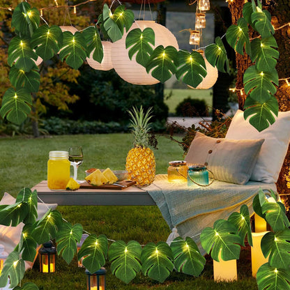 Artificial Large Palm Leaves Tree Plants 29in UV Resistant Greenery | Faux Tropical Monstera Turtle Leaf for Indoor Outdoor Home Garden Hawaiian Luau Jungle Beach Party Spring Summer Decoration