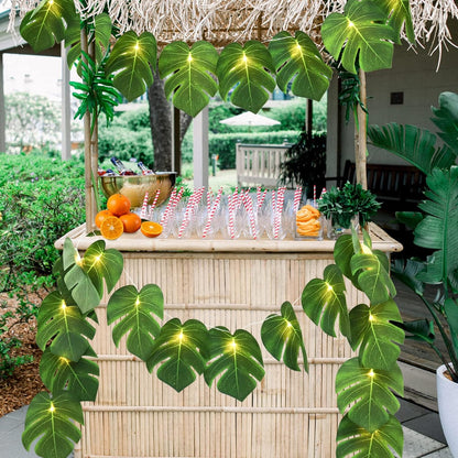 Artificial Large Palm Leaves Tree Plants 29in UV Resistant Greenery | Faux Tropical Monstera Turtle Leaf for Indoor Outdoor Home Garden Hawaiian Luau Jungle Beach Party Spring Summer Decoration