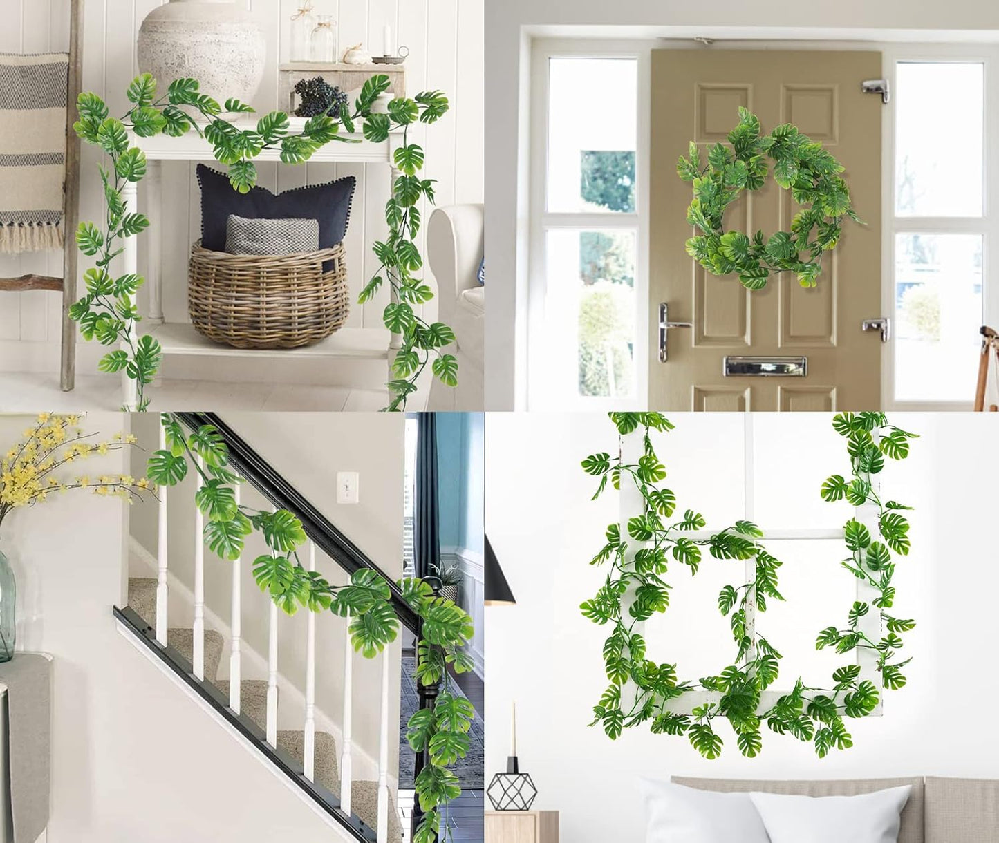 Artificial Large Palm Leaves Tree Plants 29in UV Resistant Greenery | Faux Tropical Monstera Turtle Leaf for Indoor Outdoor Home Garden Hawaiian Luau Jungle Beach Party Spring Summer Decoration