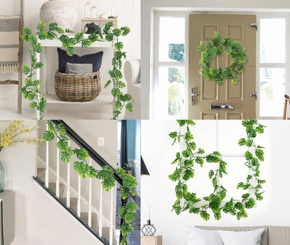 Artificial Large Palm Leaves Tree Plants 29in UV Resistant Greenery | Faux Tropical Monstera Turtle Leaf for Indoor Outdoor Home Garden Hawaiian Luau Jungle Beach Party Spring Summer Decoration